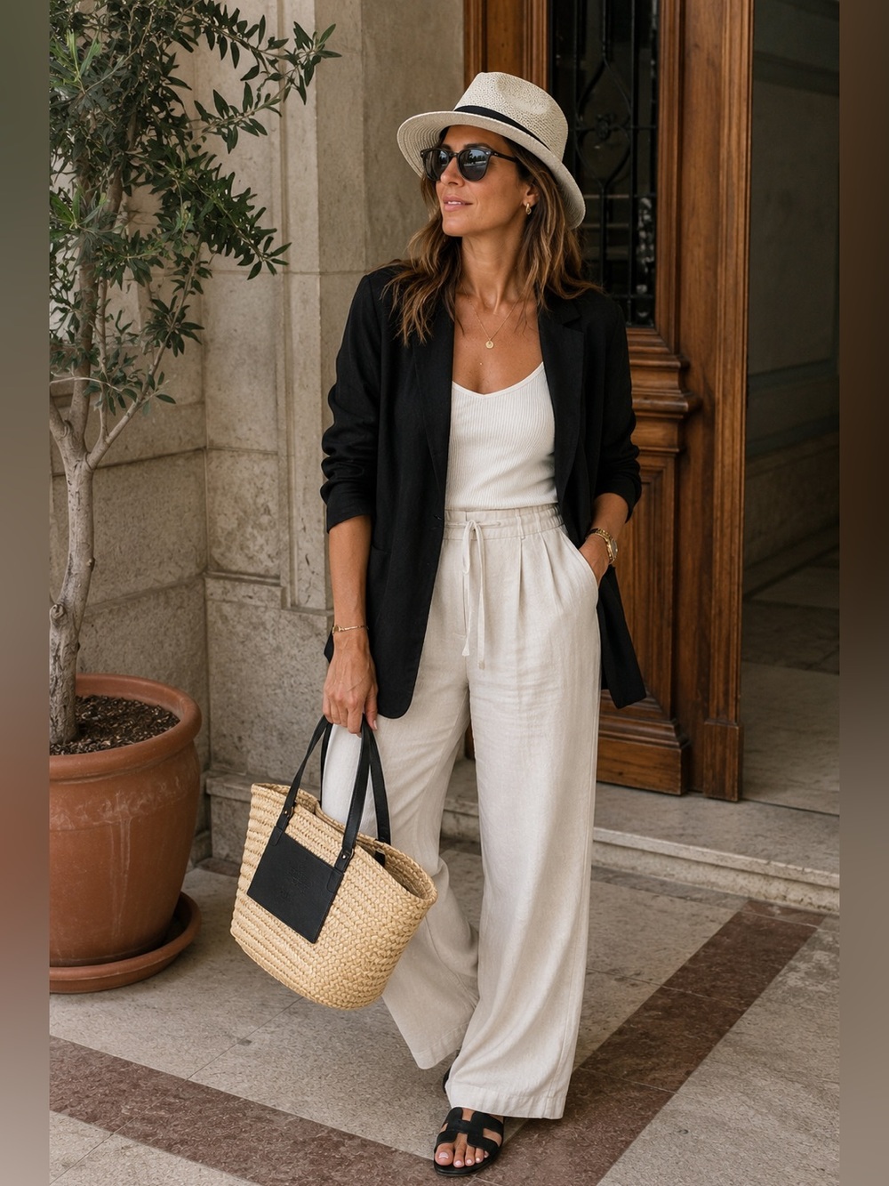 Cynthia Rowley 100% Linen Relaxed Blazer — Black — Size L — NWT